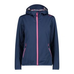 Kurtka z membraną damska CMP Vicky Jacket Fix Hood. Niebieskie kurtki sportowe CMP, bez wzorów, z softshellu, bez kaptura, trekkingowe. W wyprzedaży za 377.45 zł.