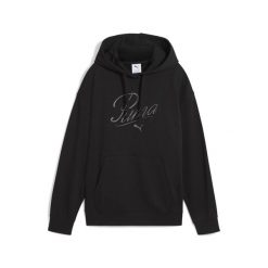 Damska bluza z kapturem ESS SCRIPT Comfort PUMA Black. Czarne bluzy Puma, bez wzorów, z kapturem. Za 288.30 zł.