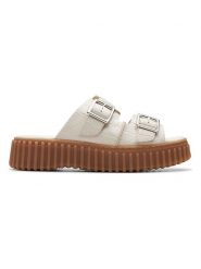 Clarks Skórzane klapki "Interest" w kolorze kremowym rozmiar: 36. Brązowe klapki Clarks, bez wzorów, z otwartym noskiem, bez obcasa. Za 223.99 zł.