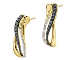 Kolczyki z żółtego złota z diamentami - 0,23 ct - próba 585. Żółte kolczyki Apart, z diamentem, złote. Za 3,459.00 zł.