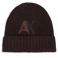 Czapka Armani Exchange. Brązowe czapki Armani Exchange, bez wzorów. Za 299.99 zł.