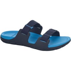 Klapki plażowe Sandal Way Slide MBAB. Niebieskie klapki Lizard, bez wzorów, z materiału, bez obcasa. Za 85.03 zł.