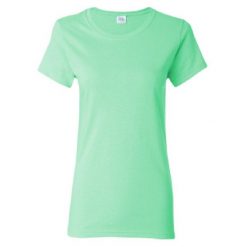 Damska Koszulka T-shirt Krótki Rękaw Top. Zielone t-shirty GILDAN, xl, bez wzorów, bez kołnierzyka, bez ramiączek. Za 41.99 zł.