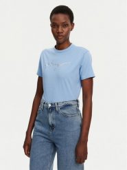 HUGO T-Shirt Damacia 50535491 Niebieski jasny Regular Fit. Niebieskie t-shirty Hugo, xs, bez wzorów, z bawełny, bez kołnierzyka, bez ramiączek. Za 113.99 zł.