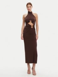 Bardot Sukienka wieczorowa 59824DB Brązowy Slim Fit. Brązowe sukienki Bardot, l, bez wzorów, z syntetyku, wizytowe, bez kołnierzyka, bez ramiączek. Za 269.99 zł.
