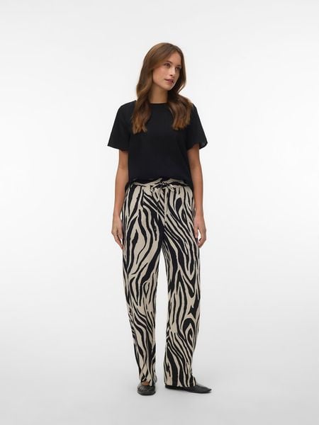 Vero Moda Spodnie w kolorze beżowo-czarnym rozmiar: S. Brązowe spodnie materiałowe Vero Moda, na co dzień, s, bez wzorów, z materiału. Za 99.95 zł.