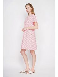 ASSUILI Sukienka w kolorze jasnoróżowym rozmiar: 36. Różowe sukienki Assuili, bez wzorów, bez kołnierzyka, bez ramiączek, mini. Za 100.99 zł.