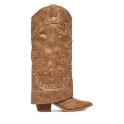 Kowbojki Steve Madden. Brązowe botki Steve Madden, bez wzorów, bez obcasa, na słupku, bez zapięcia. Za 1,069.00 zł.