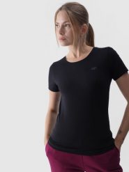 4F T-shirt slim gładki damski - czarny XS. Czarne t-shirty 4f, xs, bez wzorów, z bawełny, bez kołnierzyka, bez ramiączek. W wyprzedaży za 29.99 zł.