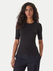 HUGO T-Shirt Darnelia 50515019 Czarny Slim Fit. Czarne t-shirty Hugo, l, bez wzorów, z bawełny, bez kołnierzyka, bez ramiączek. Za 319.99 zł.