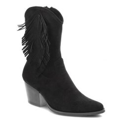 Czarne Botki S.Barski Damskie Modne Buty Na Obcasie. Czarne botki S.BARSKI, bez wzorów, z materiału, bez obcasa, na obcasie, bez zapięcia. Za 169.99 zł.