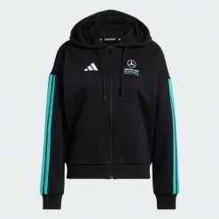 BLUZA Z KAPTUREM MERCEDES - AMG PETRONAS FORMULA 1 TEAM DNA FULL ZIP. Czarne bluzy Adidas, l, bez wzorów, z bawełny, z kapturem. Za 279.00 zł.