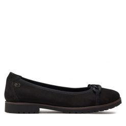 Baleriny Tamaris. Czarne baleriny Tamaris, bez wzorów, bez obcasa. Za 178.99 zł.