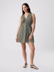 GAP Sukienka w kolorze khaki rozmiar: XL. Brązowe sukienki GAP, xl, bez wzorów, bez kołnierzyka, bez ramiączek, mini, rozkloszowane. Za 65.85 zł.
