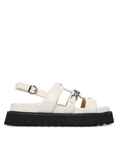 PINKO Sandały Kate 06 SD0517 P001 Biały. Białe sandały Pinko, bez wzorów, ze skóry, bez obcasa, na płaskiej podeszwie, bez zapięcia. Za 794.99 zł.