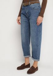 Niebieskie Jeansy o Kroju Mom Fit z Regularnym Stanem Rilarisse. Niebieskie jeansy Born2be, na co dzień, l, bez wzorów, z jeansu. Za 109.99 zł.