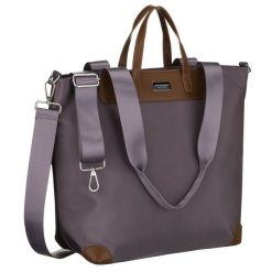 Duża shopperka damska w szarym kolorze, jednokomorowa, zawieszona na uchwytach i doczepianym pasku Peterson PTN CTY-16. Szare shopper Peterson, bez wzorów, ze skóry ekologicznej, duże, bez dodatków. Za 79.99 zł.