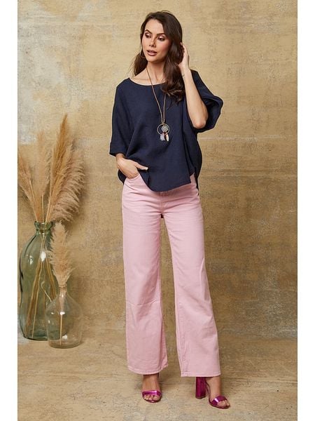 La Compagnie Du Lin Lniana koszulka "Calane" w kolorze granatowym rozmiar: XXL. Niebieskie bluzki La Compagnie Du Lin, xxl, bez wzorów, ze lnu, bez kołnierzyka, bez ramiączek. Za 114.17 zł.