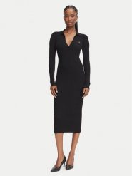 Elisabetta Franchi Sukienka dzianinowa AM-08B-66E2-V380 Czarny Slim Fit. Czarne sukienki Elisabetta Franchi, bez wzorów, z dzianiny, bez kołnierzyka, bez ramiączek. Za 1,629.00 zł.