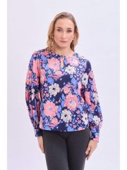 Marks & Spencer Bluzka w kolorze granatowo-koralowym rozmiar: 42. Niebieskie bluzki Marks & Spencer, bez wzorów, bez kołnierzyka, bez ramiączek. Za 38.45 zł.
