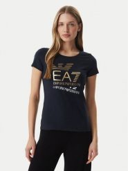 EA7 Emporio Armani T-Shirt 7W000977 AF10373 UB102 Granatowy Regular Fit. Niebieskie t-shirty EA7 Emporio Armani, s, bez wzorów, z bawełny, bez kołnierzyka, bez ramiączek. Za 349.99 zł.