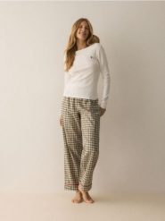 Bawełniana piżama dwuczęściowa - zielony. Zielone piżamy Reserved, bez wzorów, z bawełny, bez ramiączek. Za 139.99 zł.