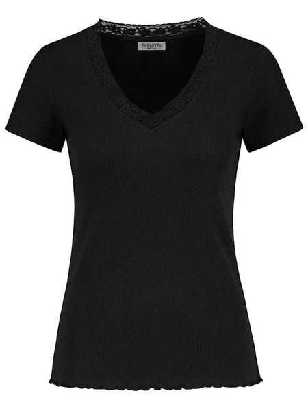 Sublevel Koszulka w kolorze czarnym rozmiar: XS. Czarne bluzki Sublevel, xs, bez wzorów, z koronki, bez kołnierzyka, bez ramiączek. Za 36.86 zł.
