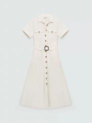 Sukienka damska midi jeansowa trapezowa biała Becca 100. Białe sukienki Big Star, l, bez wzorów, z denimu, eleganckie, bez kołnierzyka, bez ramiączek, midi, dopasowane. Za 279.99 zł.