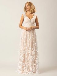 APART Sukienka w kolorze beżowym rozmiar: 38. Brązowe sukienki Apart, z aplikacjami, z tiulu, bez kołnierzyka, bez ramiączek, maxi. Za 282.99 zł.