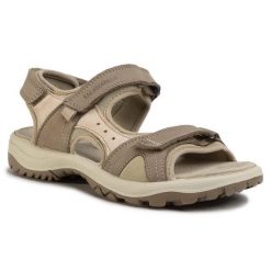 Sandały Salamander. Brązowe sandały Salamander, bez wzorów, bez obcasa, na płaskiej podeszwie, bez zapięcia. Za 289.99 zł.