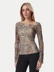 Guess Bluzka W6BP23 K6260 Beżowy Regular Fit. Brązowe bluzki Guess, xs, z aplikacjami, z syntetyku, bez kołnierzyka, bez ramiączek. Za 224.99 zł.