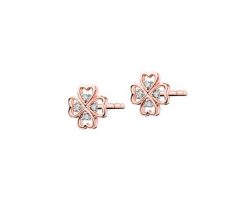 Kolczyki z różowego złota z diamentami - koniczyny - 0,02 ct - próba 375. Czerwone kolczyki Apart, z diamentem, złote. Za 859.00 zł.