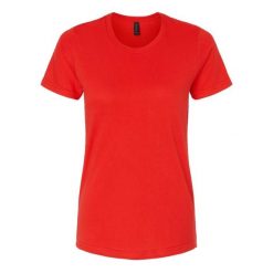 Damska Koszulka Softstyle O Średniej Grubości. Czerwone bluzki GILDAN, xl, bez wzorów, sportowe, bez kołnierzyka, bez ramiączek. Za 33.99 zł.