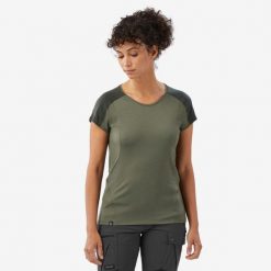 Koszulka damska trekkingowa z krótkim rękawem Merino Resist. Brązowe bluzki SIMOND, m, bez wzorów, z elastanu, sportowe, bez kołnierzyka, bez ramiączek. Za 149.99 zł.