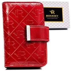 Portfel damski skóra+PU RPX-31-PMT Red. Czerwone portfele ROVICKY, bez wzorów, ze skóry ekologicznej. Za 60.80 zł.