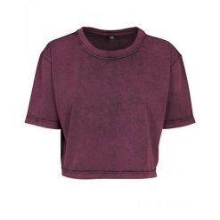 Koszulka Damska Acid Wash Crop T-shirt. Czarne t-shirty BUILD YOUR BRAND, xl, bez wzorów, bez kołnierzyka, bez ramiączek. Za 73.99 zł.