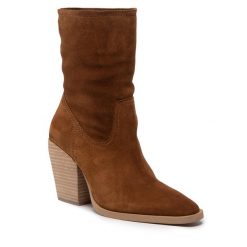 Botki Simple. Brązowe botki Simple, bez wzorów, bez obcasa, na słupku, bez zapięcia. Za 599.00 zł.