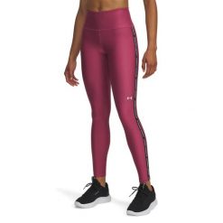 Legginsy fitness damskie z wysokim stanem Tape. Czarne legginsy Under Armour, l, bez wzorów, z elastanu, z obniżonym stanem, długie. Za 279.88 zł.