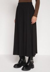 Czarna Bawełniana Spódnica o Rozkloszowanym Kroju Tusnara. Czarne spódnice Born2be, l, bez wzorów, z bawełny, midi, oversize. Za 109.99 zł.