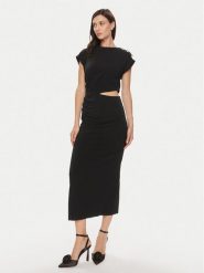 Imperial Sukienka koktajlowa ADOEHKP Czarny Slim Fit. Czarne sukienki Imperial, m, bez wzorów, z syntetyku, wizytowe, bez kołnierzyka, bez ramiączek. Za 239.99 zł.