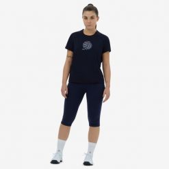 Legginsy do siatkówki damskie. Niebieskie legginsy ALLSIX, xs, bez wzorów, z bawełny. Za 34.99 zł.