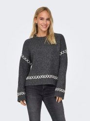 ONLY Sweter "Amanda" w kolorze antracytowym rozmiar: XL. Czarne swetry Only, xl, bez wzorów, ze splotem, bez ramiączek. Za 94.95 zł.