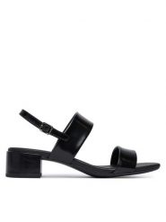 ECCO Sandały Liva 25030304001 Czarny. Czarne sandały ecco, bez wzorów, z lakierowanej skóry, bez obcasa, na słupku, bez zapięcia. Za 569.99 zł.