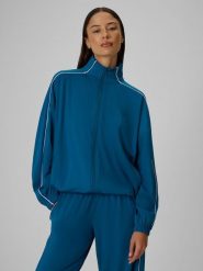 4F Bluza dresowa loose bez kaptura damska - turkusowa L. Niebieskie bluzy 4f, l, bez wzorów, z dresówki, bez kaptura. Za 179.99 zł.