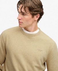 Superdry Bluza Essential Stacked Logo - Bawełna organiczna i poliester z. Brązowe bluzy sportowe Superdry, m, z aplikacjami, z bawełny, bez kaptura. Za 379.15 zł.