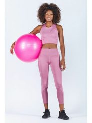 Onamaste Legginsy sportowe w kolorze jasnoróżowym rozmiar: L/XL. Różowe legginsy Onamaste, l, bez wzorów, z materiału, z podwyższonym stanem, outdoorowe. Za 86.99 zł.