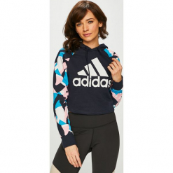 Adidas Performance - Bluza. Niebieskie bluzy adidas Performance, l, bez wzorów, z bawełny, z kapturem. W wyprzedaży za 179.90 zł.