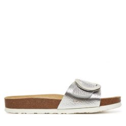Klapki Josef Seibel. Szare klapki Josef Seibel, bez wzorów, bez obcasa. Za 279.99 zł.