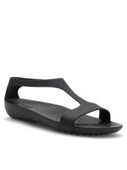 Crocs Sandały SERENA SANDAL 205469-060_ Czarny. Czarne sandały Crocs, bez wzorów, z tworzywa sztucznego, bez obcasa, na płaskiej podeszwie, bez zapięcia. Za 149.99 zł.
