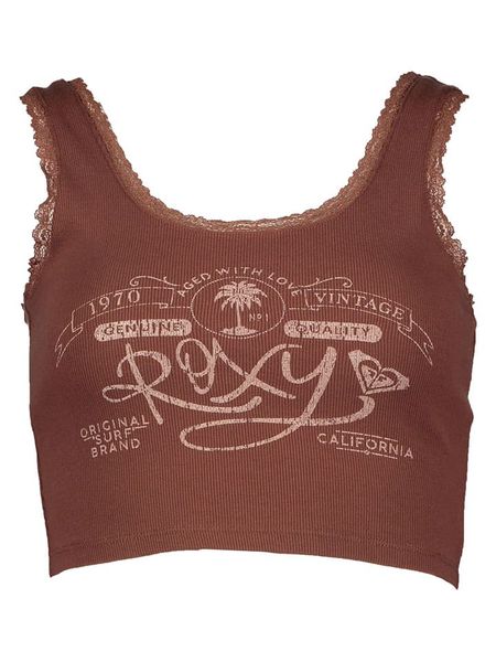 Roxy Top "Vintage" w kolorze jasnobrązowym rozmiar: S. Brązowe topy Roxy, s, bez wzorów, z koronki, bez kołnierzyka, bez ramiączek. Za 103.37 zł.